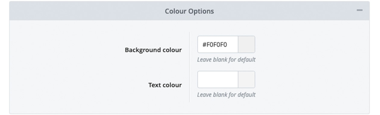 Colour options for website popup