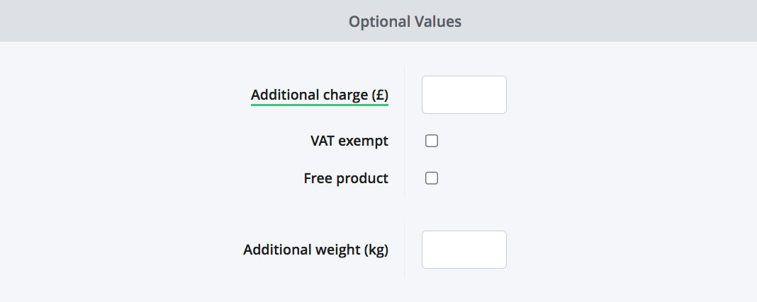 Setting the price, weight and more on an Addition