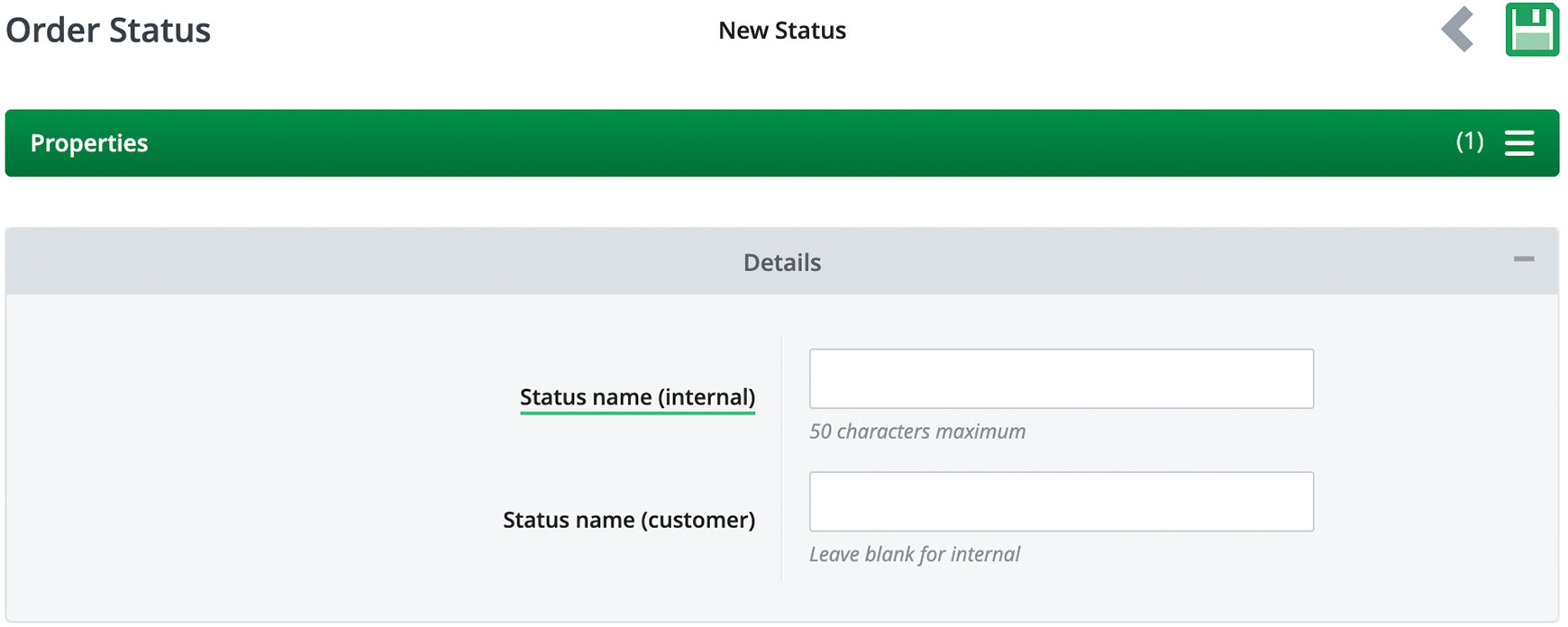 Create customer order statuses