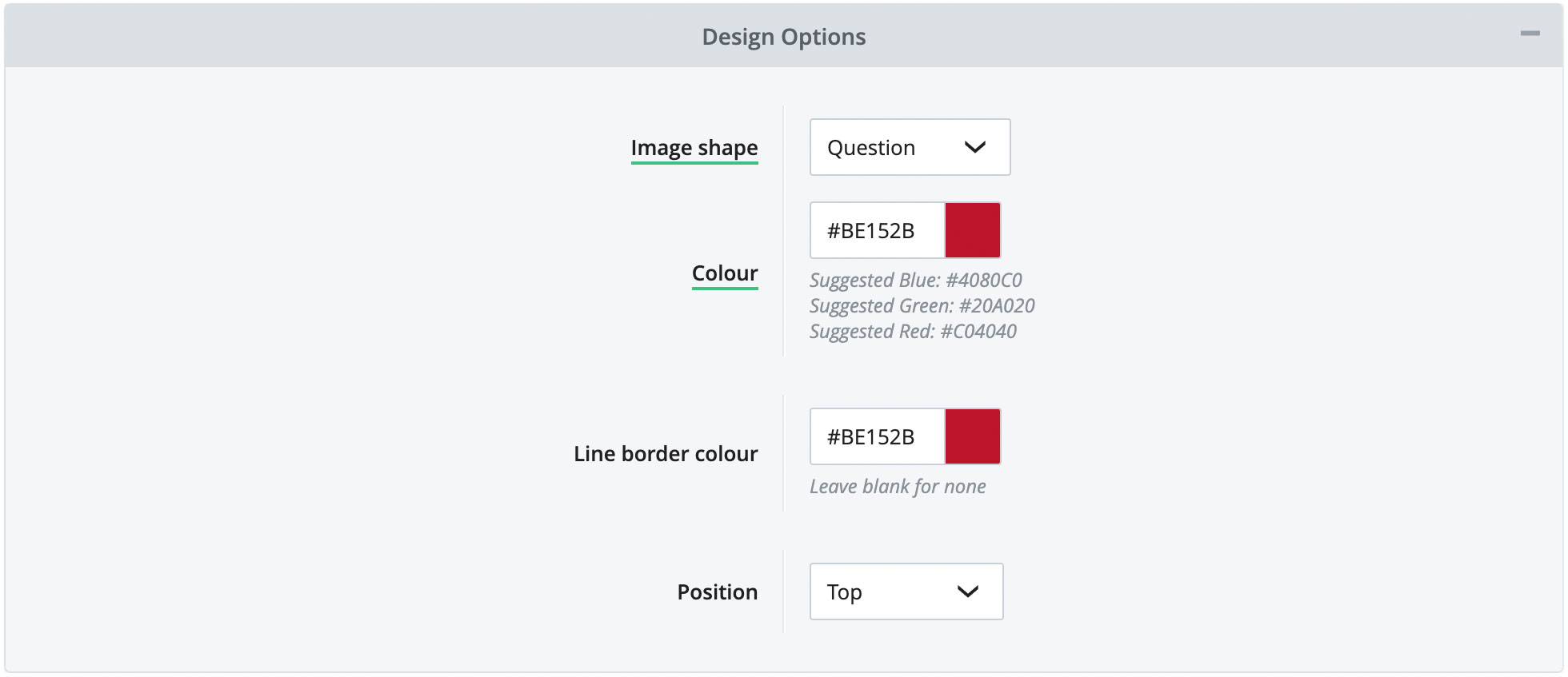 Set the design options for your custom order status