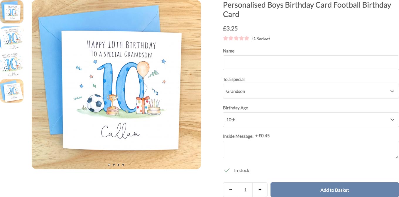 Personalised birthday card on justforcards.co.uk