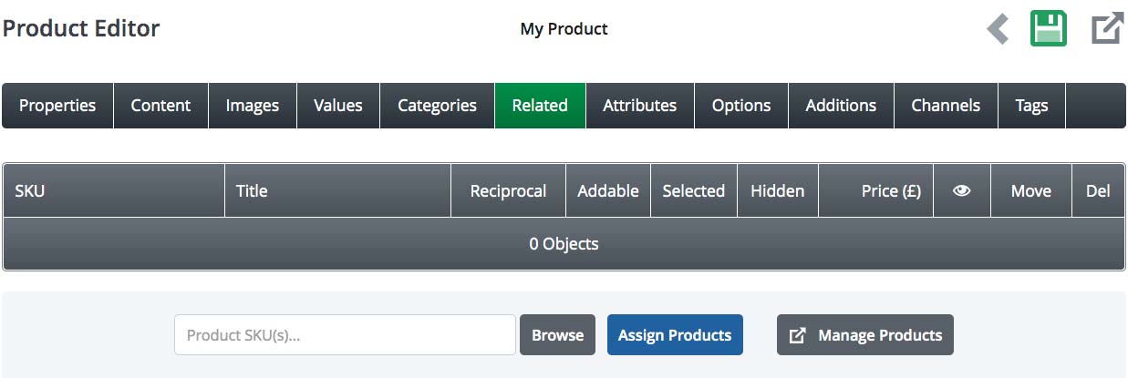 Related Products tab