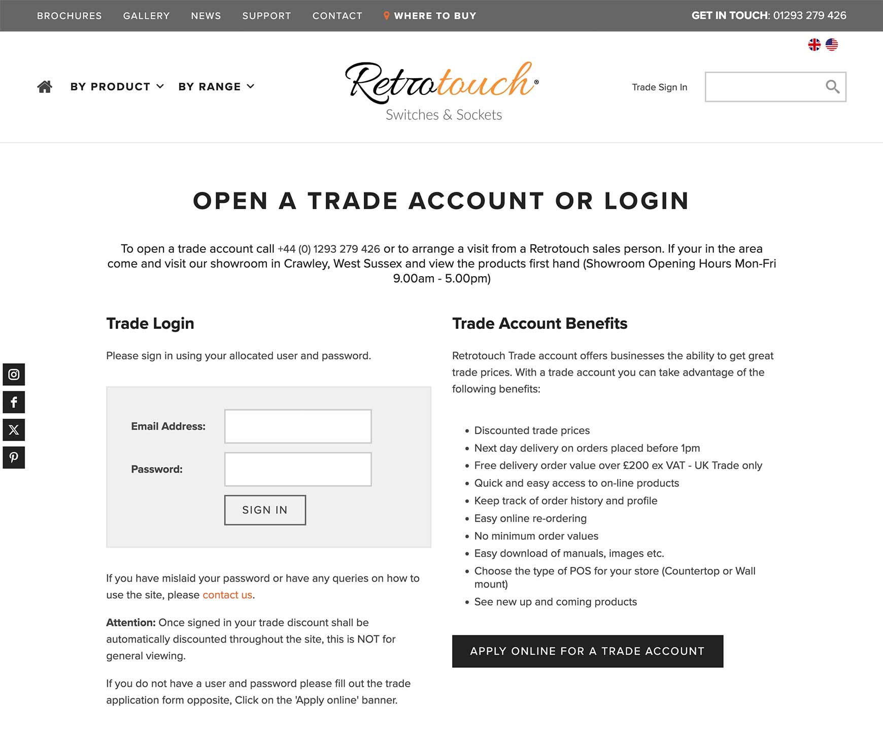 Retro Touch trade accounts