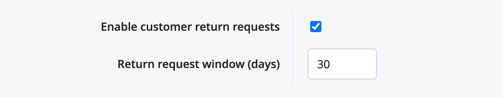 Settings for self-service returns requests 