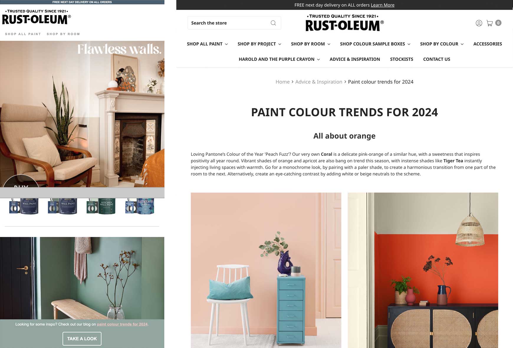 Rust-Oleum email and landing page