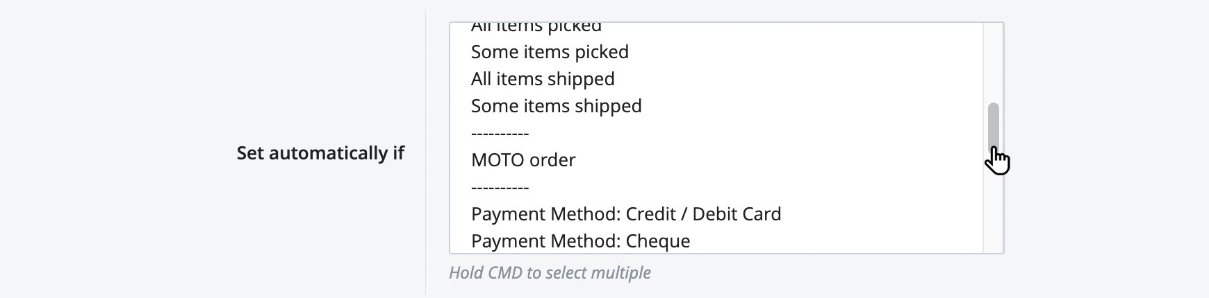 Set custom order status automatically if these conditions are met