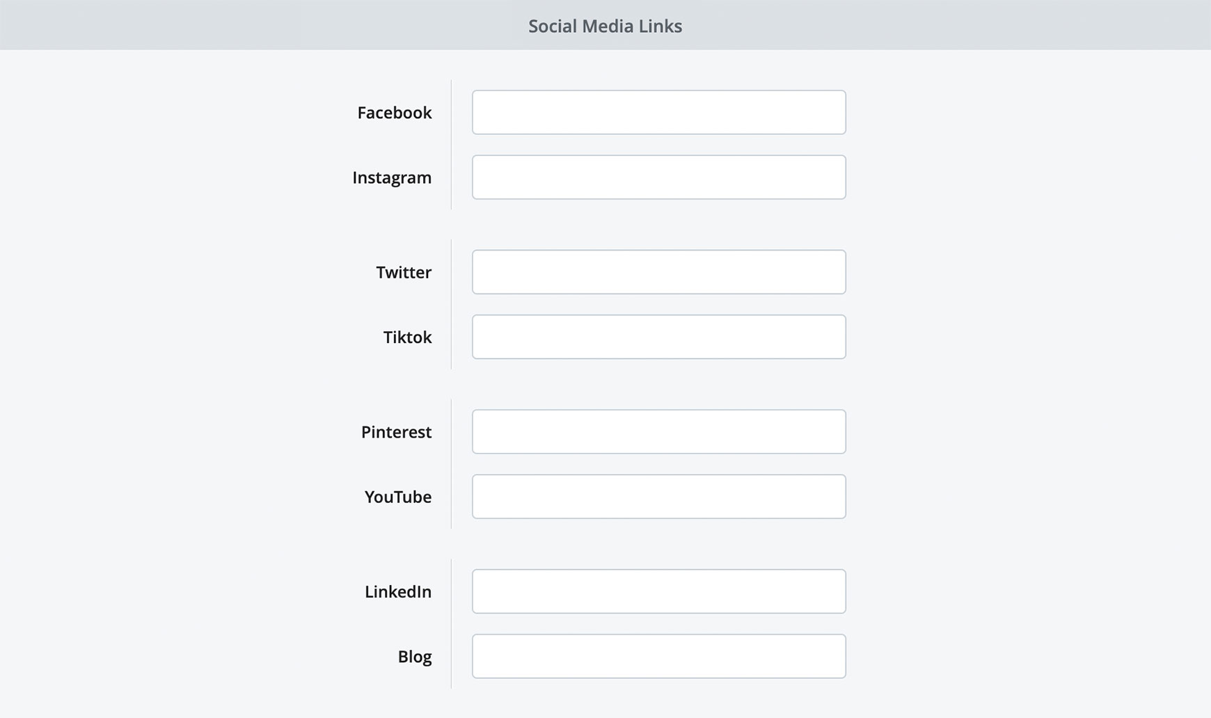 Enter your social media links to display social icons