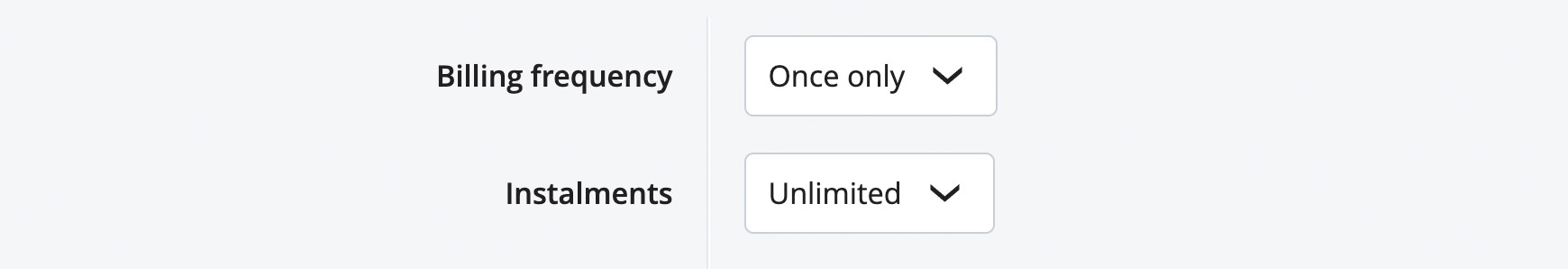 Settings for creating subscription products