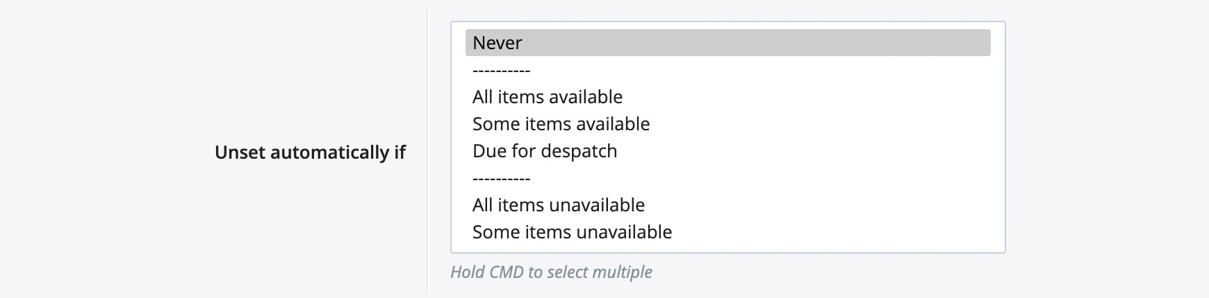 Unset custom order status automatically if these conditions are met